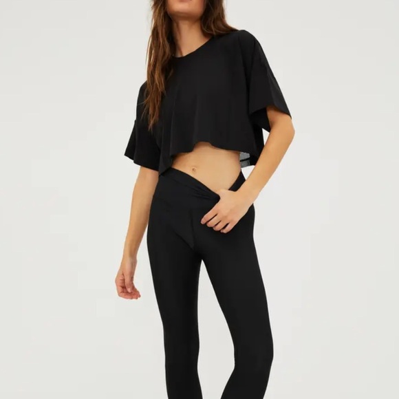 BEACH RIOT Esme Mesh Back Cotton & Modal Crop T-Shirt, SIZE MEDIUM 1285 - Picture 3 of 6